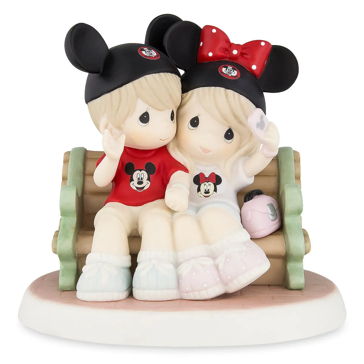 Disney Precious Moments Figurine - Mouseketeers On Park Bench 1 Disney Precious Moments Figurine - Mouseketeers On Park Bench