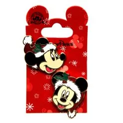 Disney Christmas Pin Set - Mickey And Minnie Santa Hat