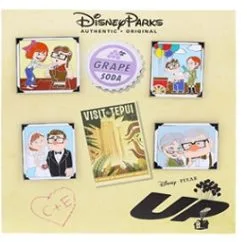 Disney Booster Pin Set - Pixar's UP - Carl And Ellie Thru The Years