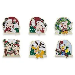 Disney Christmas Mini Pin Set - Santa Mickey And Friends - Set Of 6