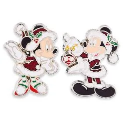 Disney Christmas Pin Set - Santa Mickey And Minnie Mouse