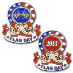 Disney Flag Day Pin - 2013 Chip N' Dale Spinner - Limited Edition