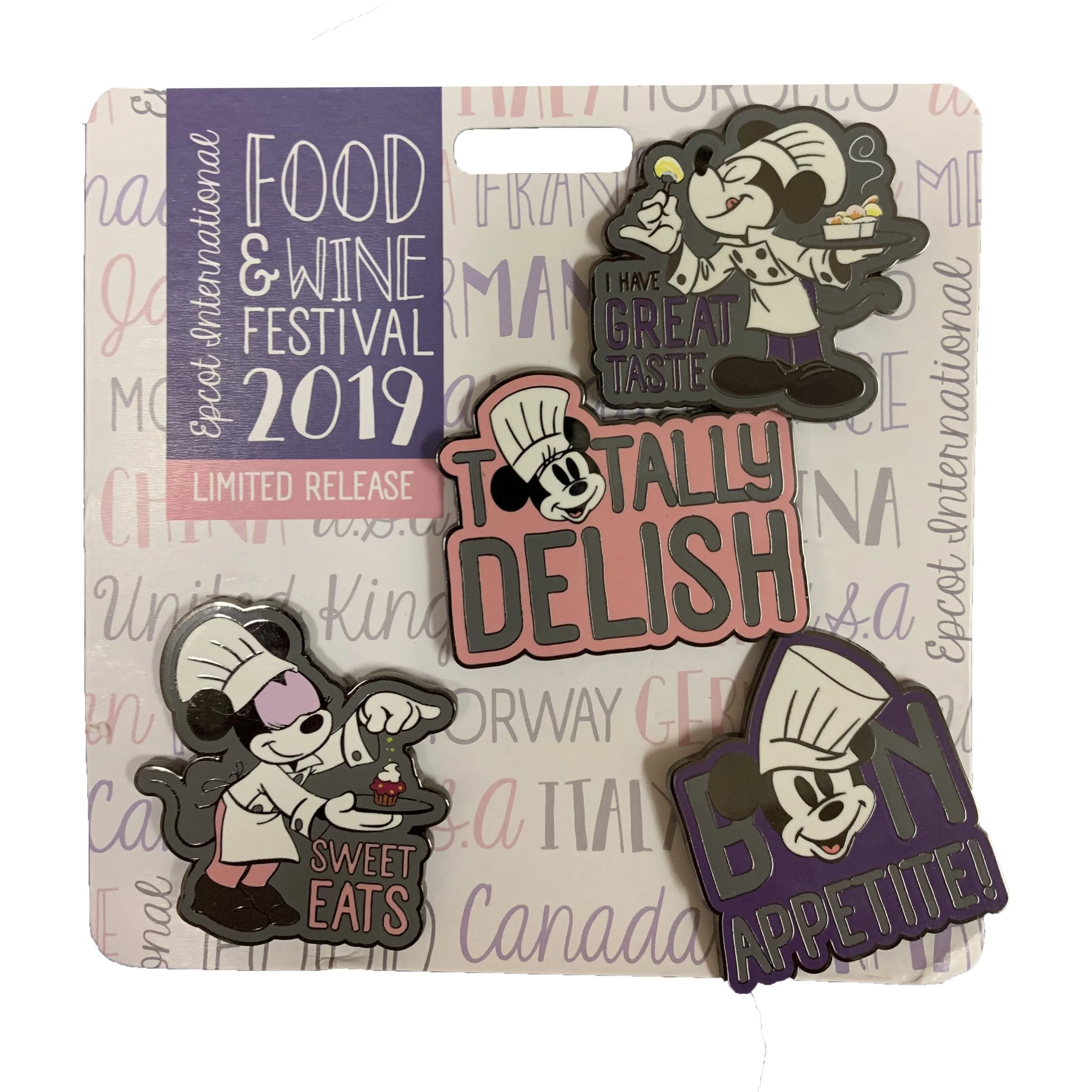 Disney Food & Wine Festival Pin Set - 2019 Mickey & Minnie - Set Of 4 1 Disney Food & Wine Festival Pin Set - 2019 Mickey & Minnie - Set Of 4