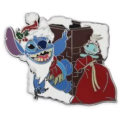 Disney Holiday Pin - Santa Stitch Hangs From Chimney