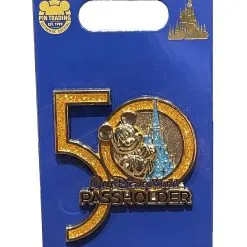 Disney 50th Anniversary Pin - 50th Mickey With Castle - Passholder