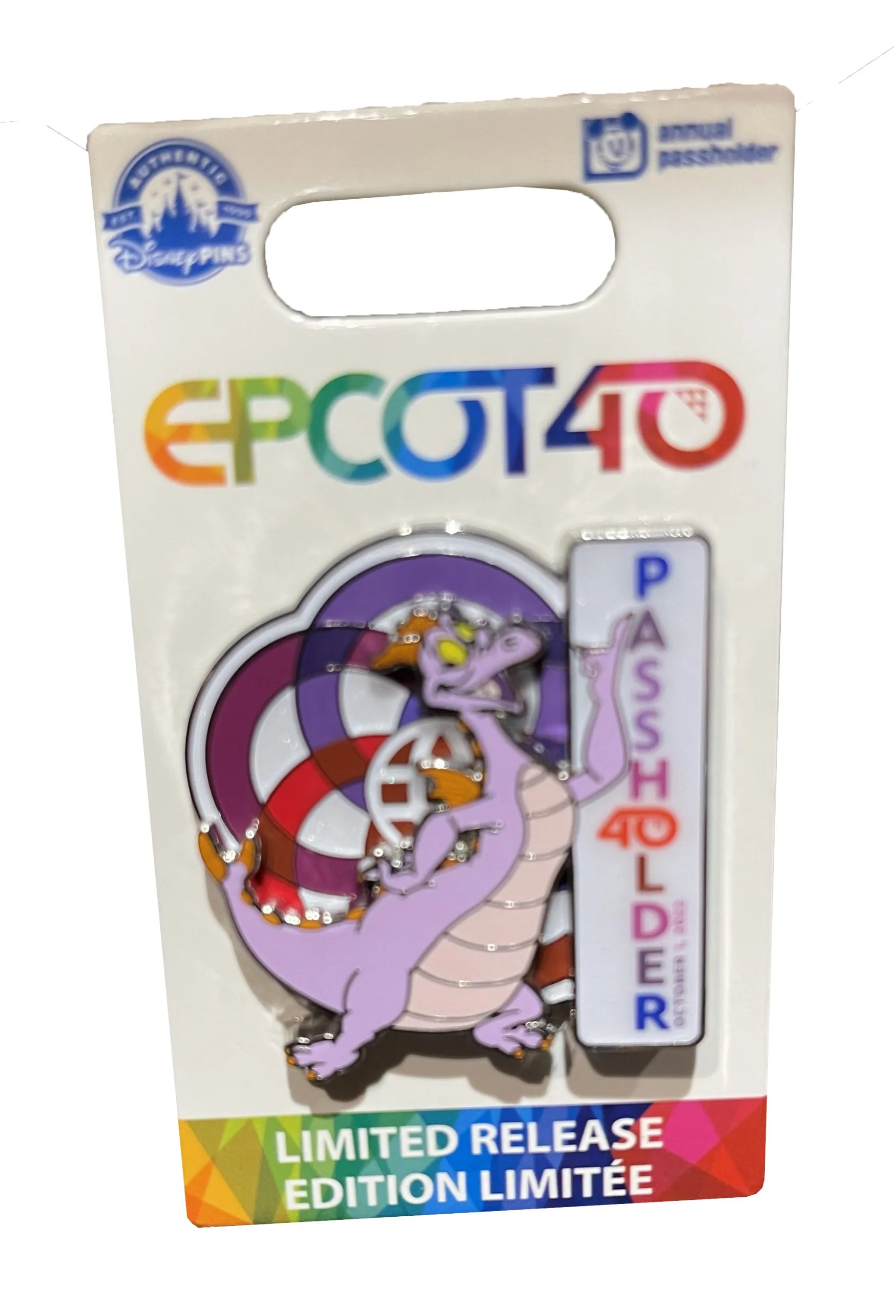Disney Epcot Pin - 40th Anniversary - Figment Passholder 1 Disney Epcot Pin - 40th Anniversary - Figment Passholder